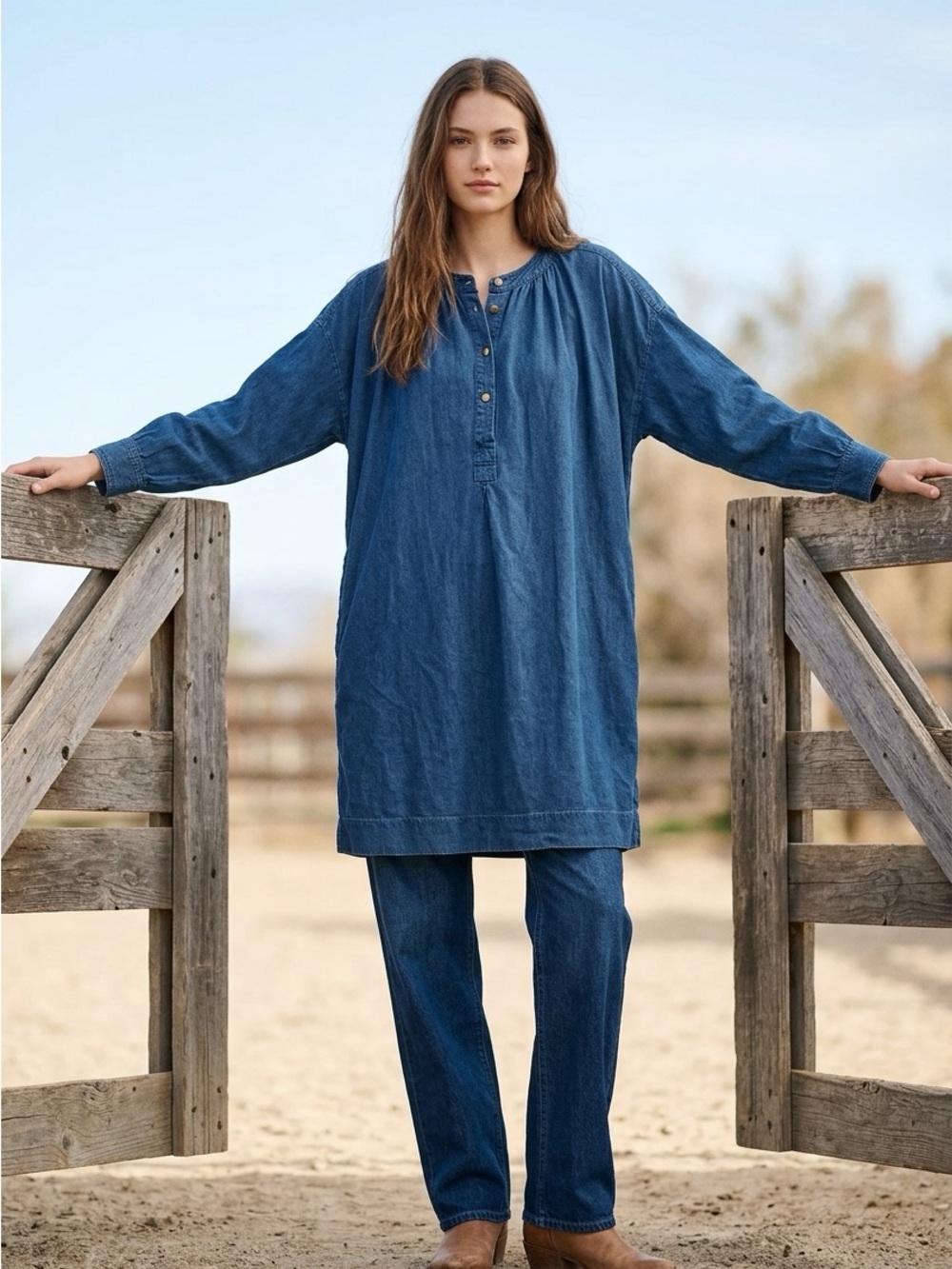 Scotch & Soda Indigo Denim Tunic in Deep Blue oversize
